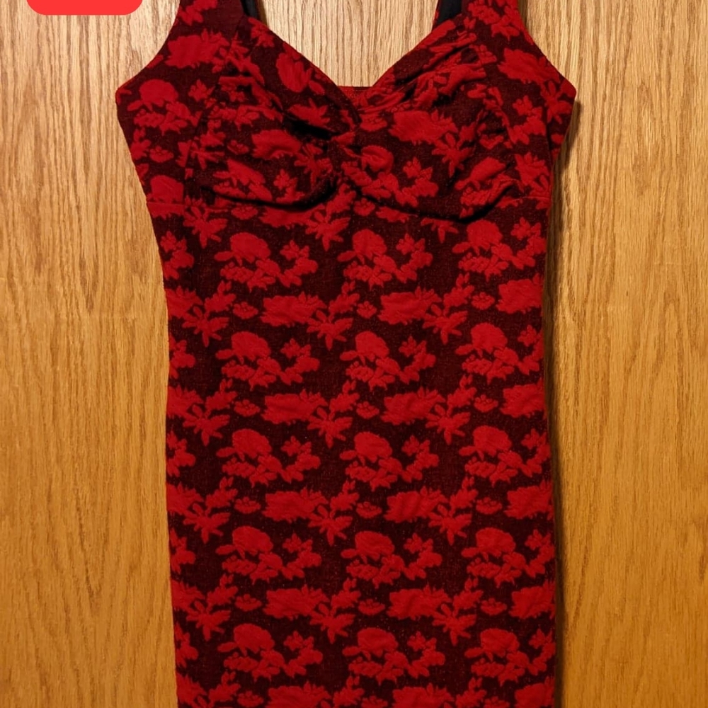 Red with red flower dress